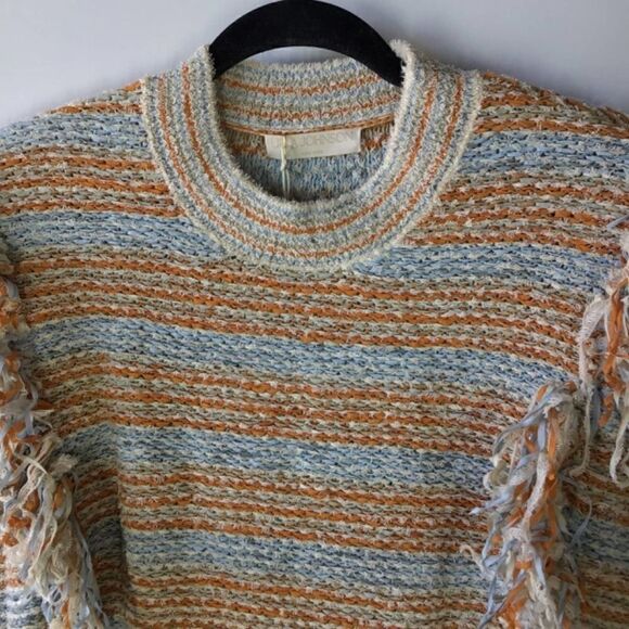 Ulla Johnson Arquette Fringed Striped Cotton-Blend Pullover Sweater in Bergamot - Picture 8 of 16